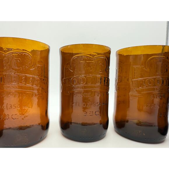 Set of 5 Upcycled IBC Root Beer 4" Tall Amber Brown Drinking Glasses Collectible - Picture 2 of 8